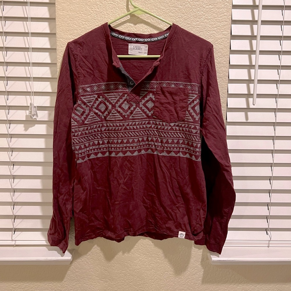 Long sleeve tribal pattern t shirt